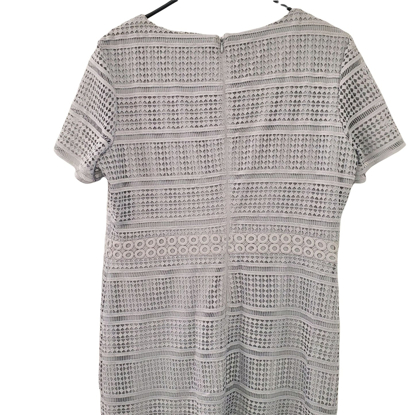Precis Petite Short Sleeve Geometric embroidery overlay pattern dress