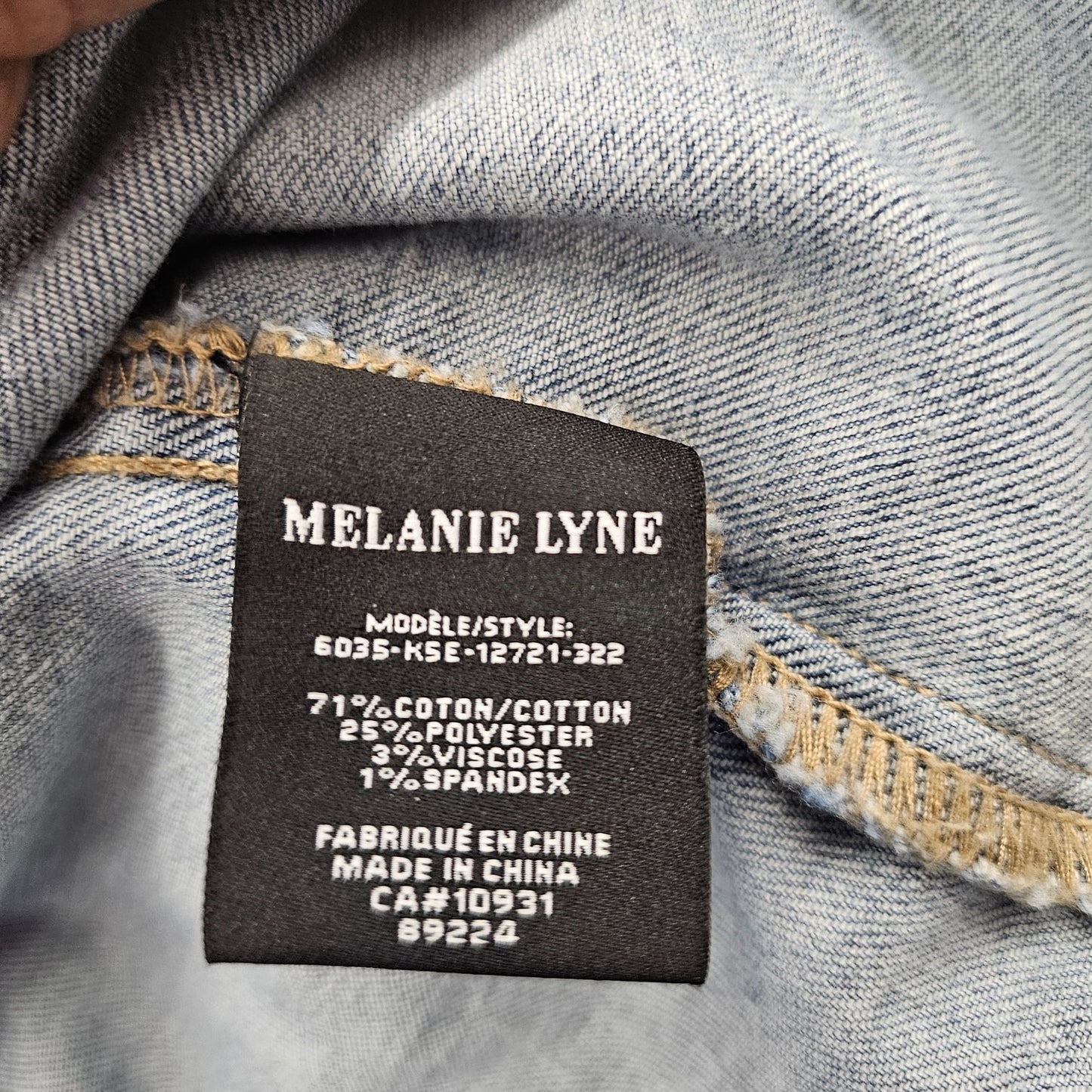 Melanie Lyne Embellished Denim Open Front Bejeweled Jacket