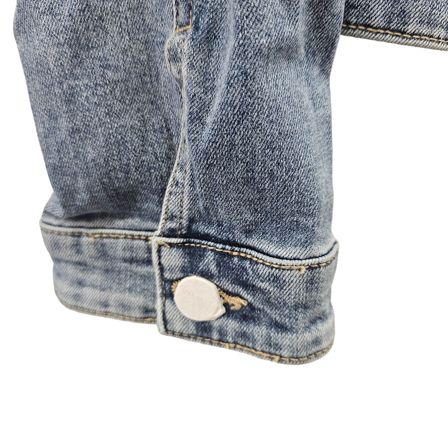 Melanie Lyne Embellished Denim Open Front Bejeweled Jacket