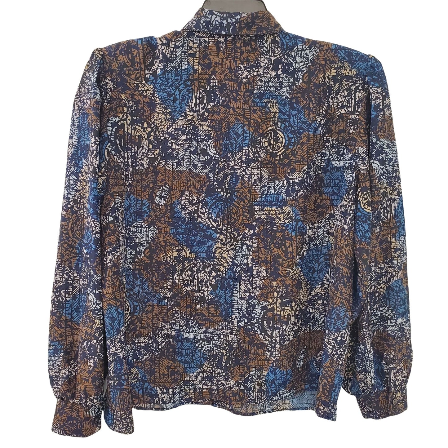 Vintage Elite multi-print pattern relaxed Long Sleeve Blouse