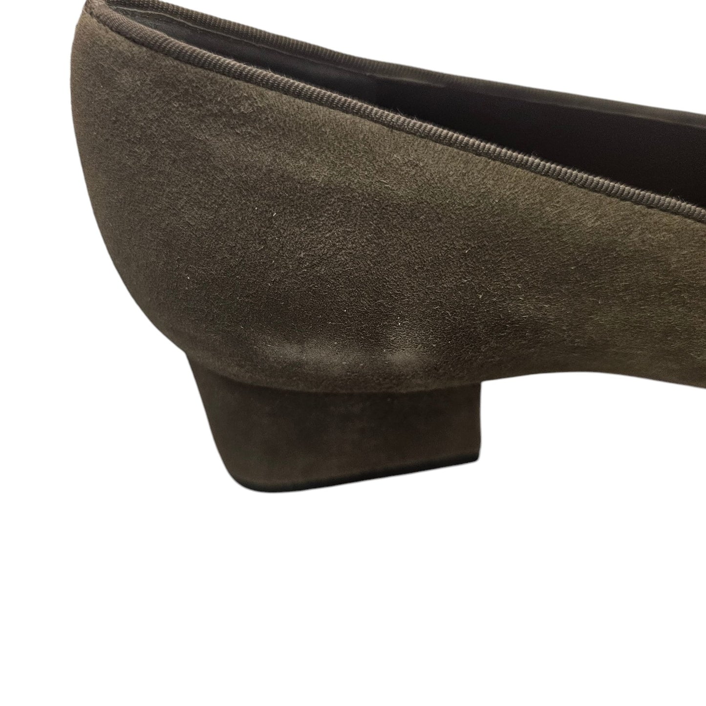 Vintage 1990s Pierre Michel Womens Brown Suede & Patent Leather low Block Heels Size 10B