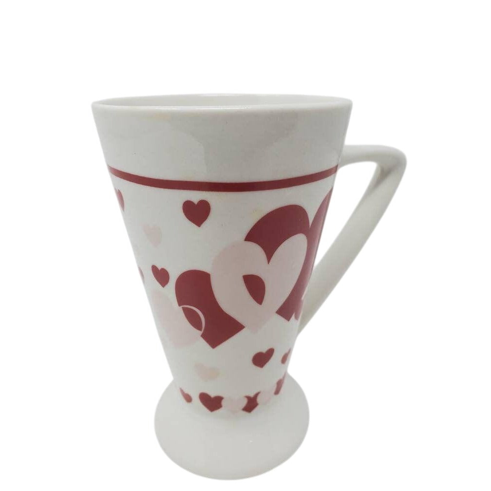 Royal Norfolk Heart Design Tapered Ceramic Mug - Red & White Dishwasher & Microwave Safe