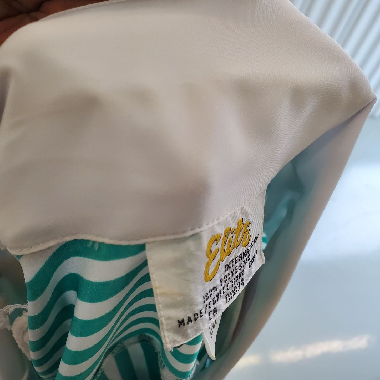 Vintage Elite Stripe Button Down Shirt with Shoulder Pads