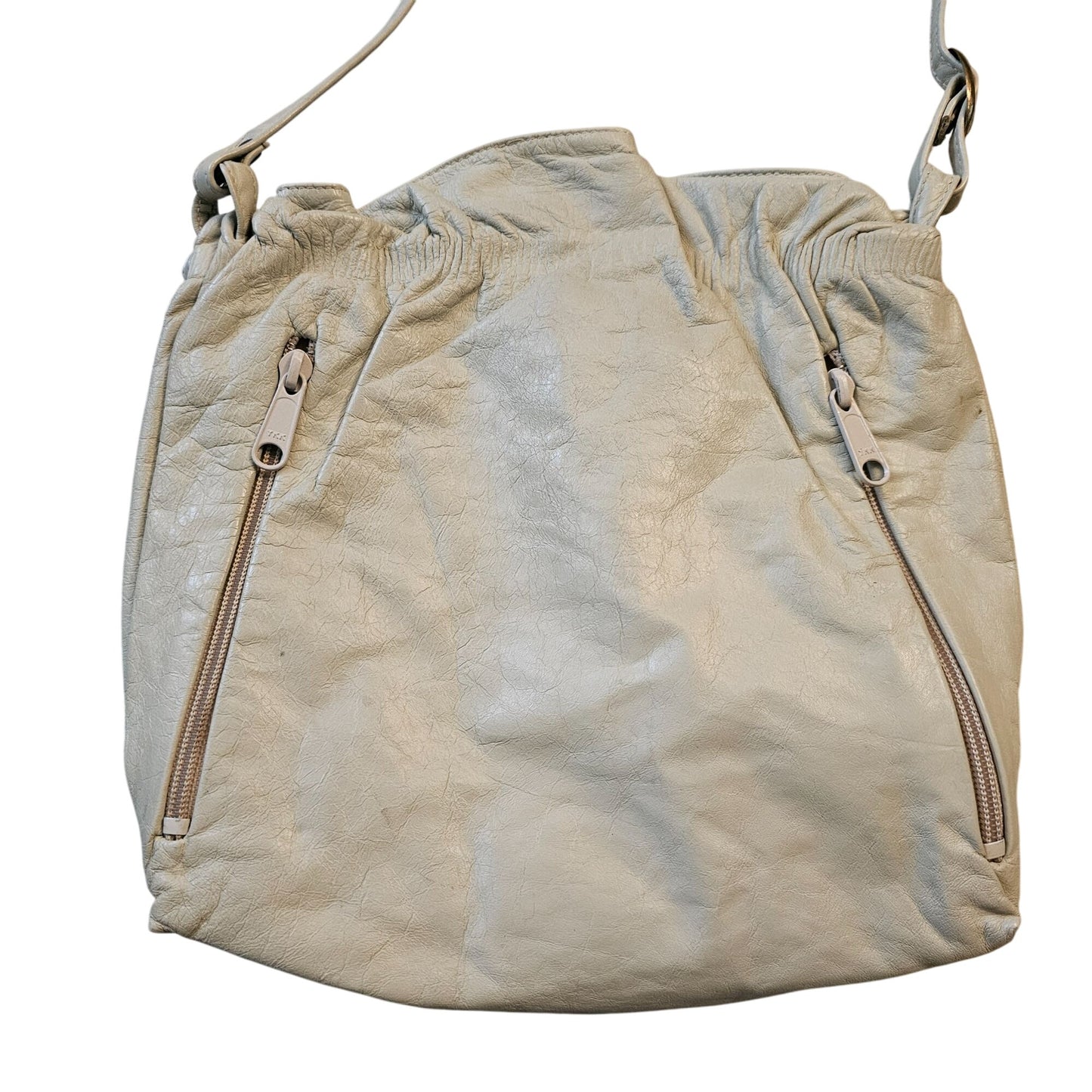 Vintage Elegance Genuine Leather Shoulder Bag With Dual Front Zipper Pockets
