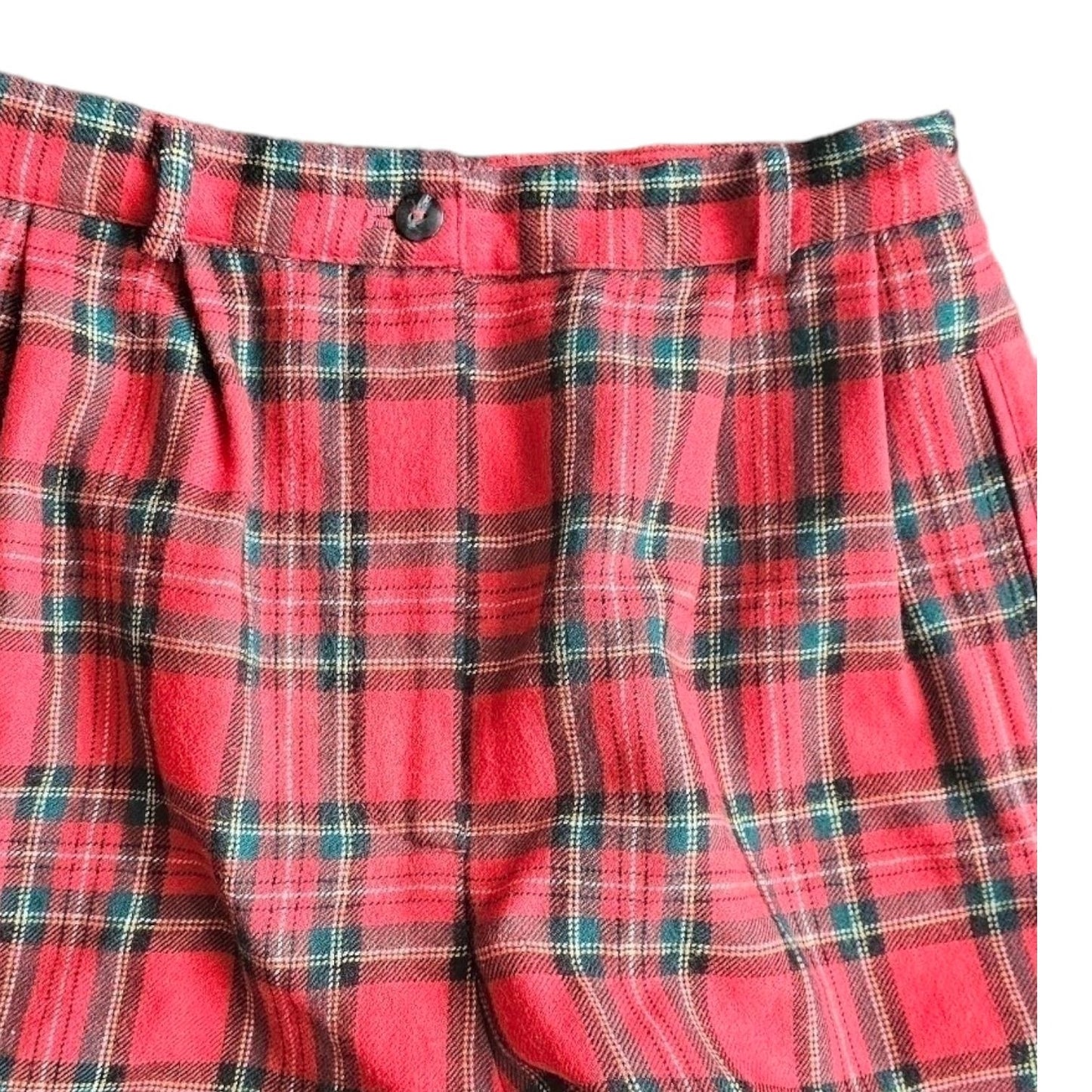 Vintage Amanda Smith Pure Wool Red Tartan Plaid Casual Shorts