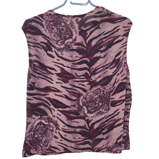 Vintage Algo Industries Ltd. Animal Print Sleeveless Blouse