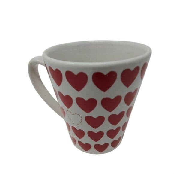 Red Heart Pattern Ceramic Coffee Mug Valentines Day Theme