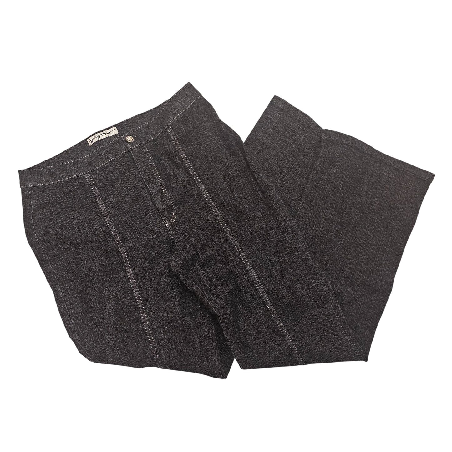 Vintage 1970s High-Waisted Dark wash Denim Jeans By Cybil & Marcy With Rhinestone Button Detail