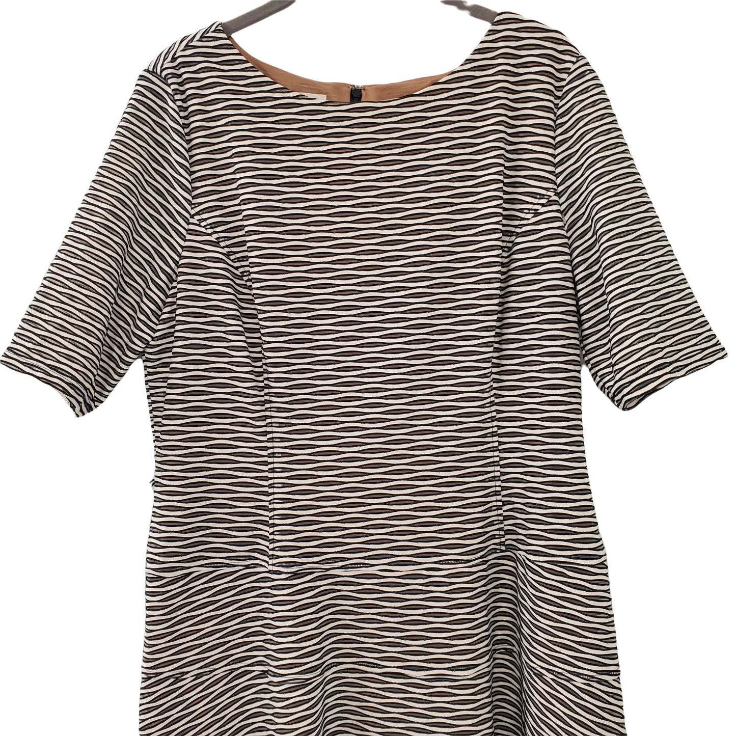 Anne Klein Short Sleeve Textured Striped Dress