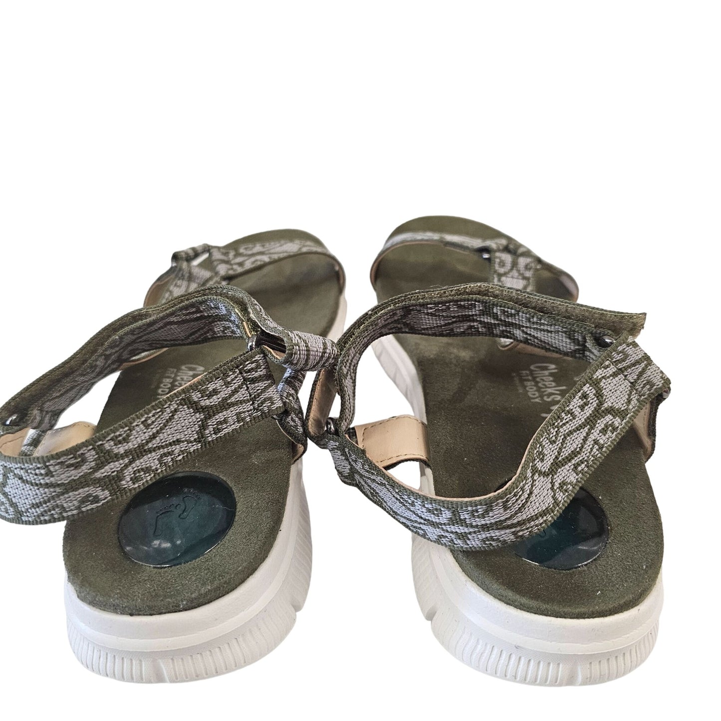 Cheeks Fit Body By Tony Little Women’s Sandals  8M  Green & Gray Geometric Pattern