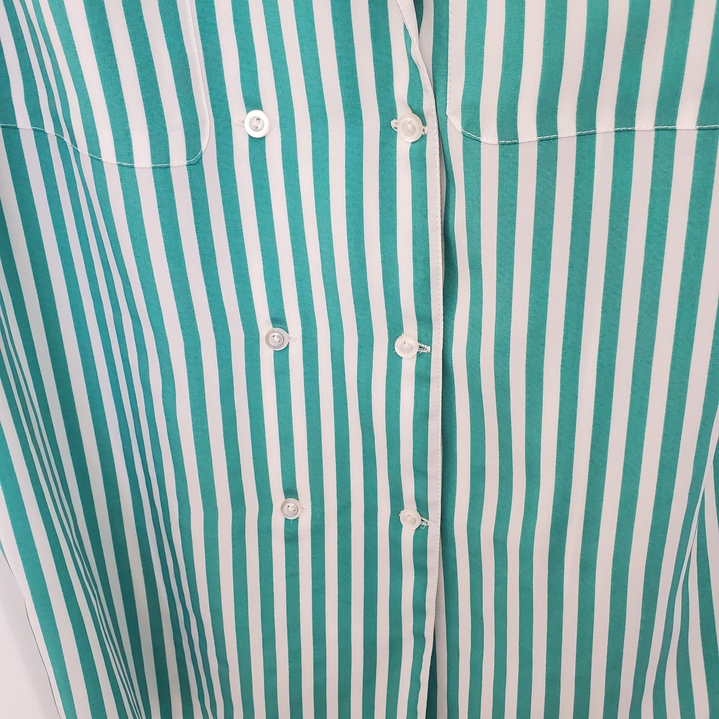 Vintage Elite Stripe Button Down Shirt with Shoulder Pads