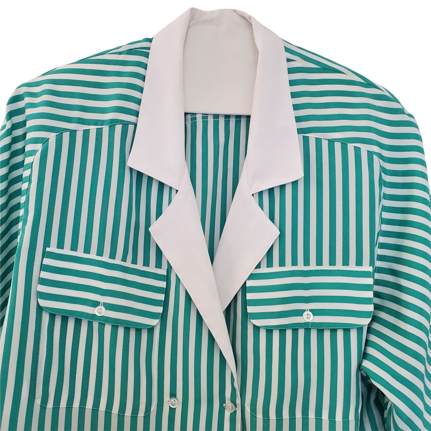 Vintage Elite Stripe Button Down Shirt with Shoulder Pads