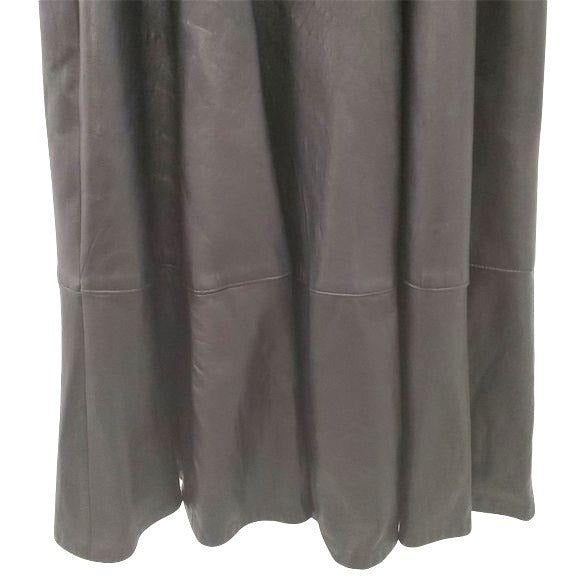 Vintage Leather Textured Flared Hem Skirt