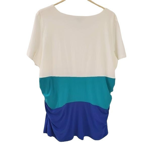 Nina Leonard Colour Block Short Sleeve Blouse