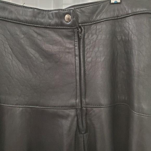 Vintage Leather Textured Flared Hem Skirt