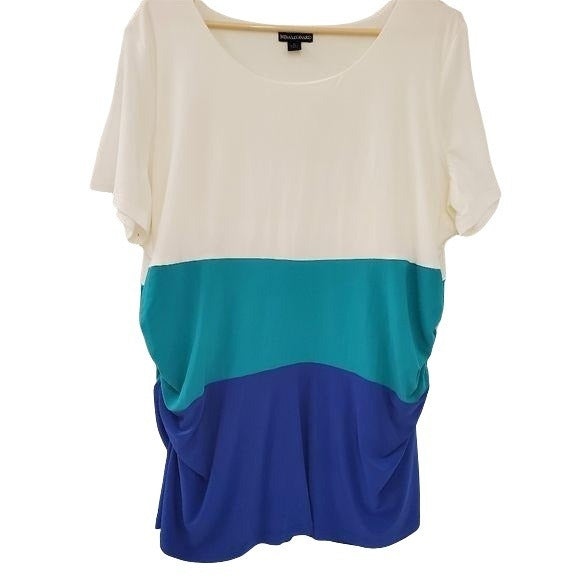 Nina Leonard Colour Block Short Sleeve Blouse