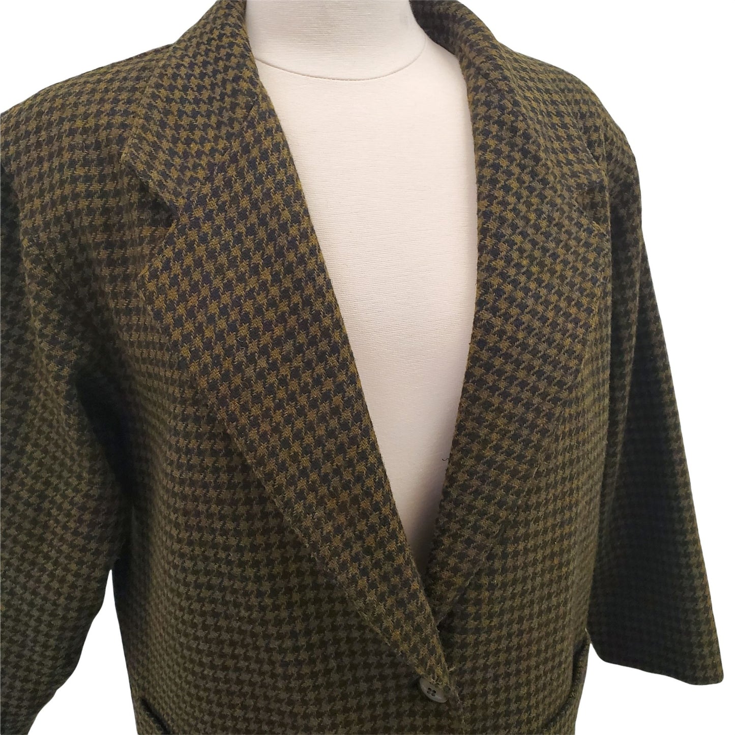 Vintage V-neck  Houndstooth Print Sport Coat Blazer