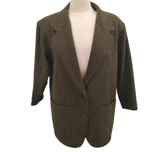 Vintage V-neck  Houndstooth Print Sport Coat Blazer