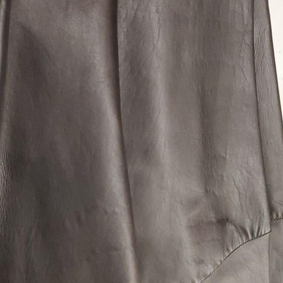 Vintage Leather Textured Flared Hem Skirt