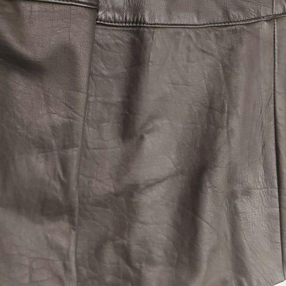 Vintage Leather Textured Flared Hem Skirt