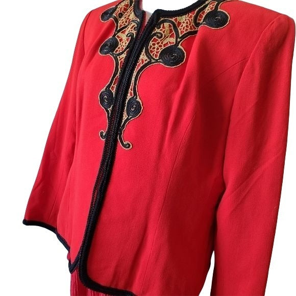 Ann Jiona Dress Blazer Jacket w/ Embroidery