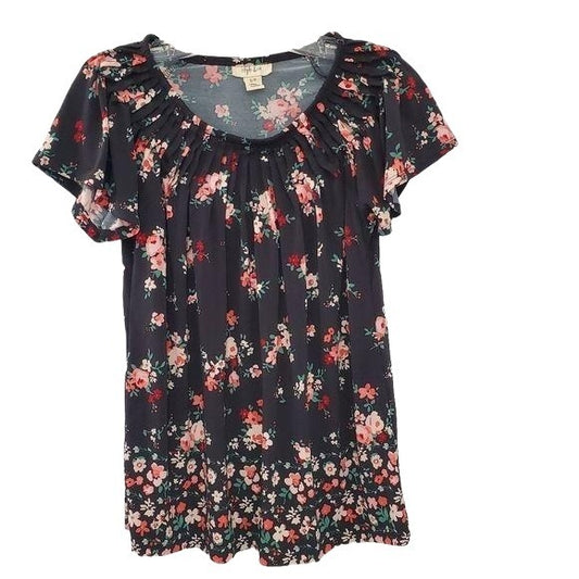 Style & Co | Floral Print Blouse with Pleat Detail