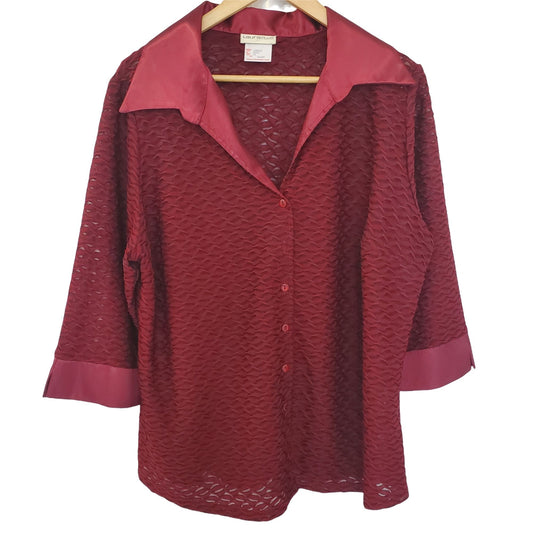 Vintage Laura Plus Button Front Shirt with Pointed Collar