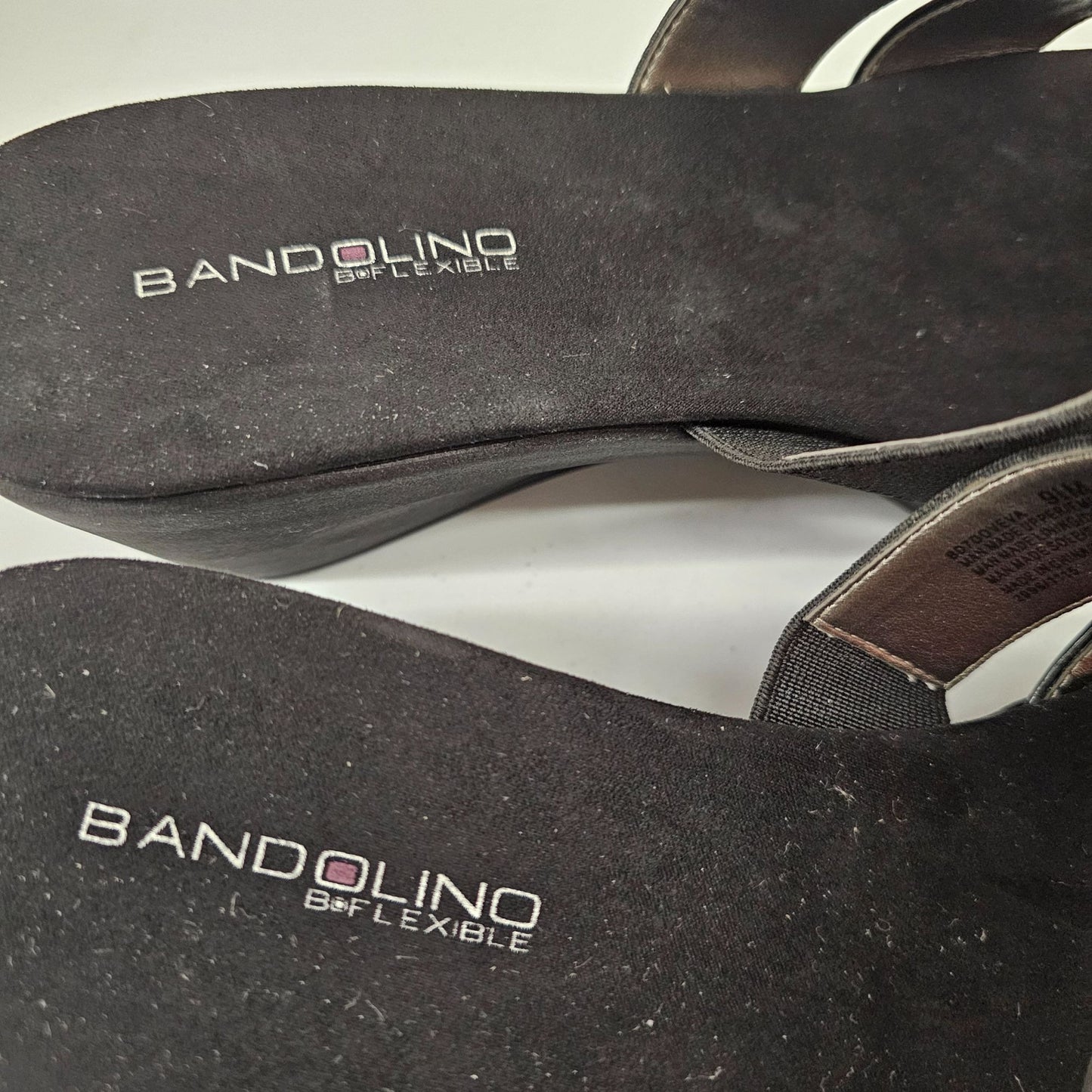 Bandolino B-Flexible Women's Black Wedge Sandals Size 9.5M Synthetic Upper & Sole