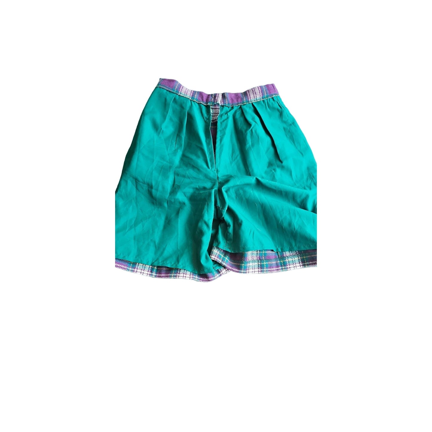 Vintage That's Me Wool Blend Purple & Green Tartan Plaid Casual Shorts