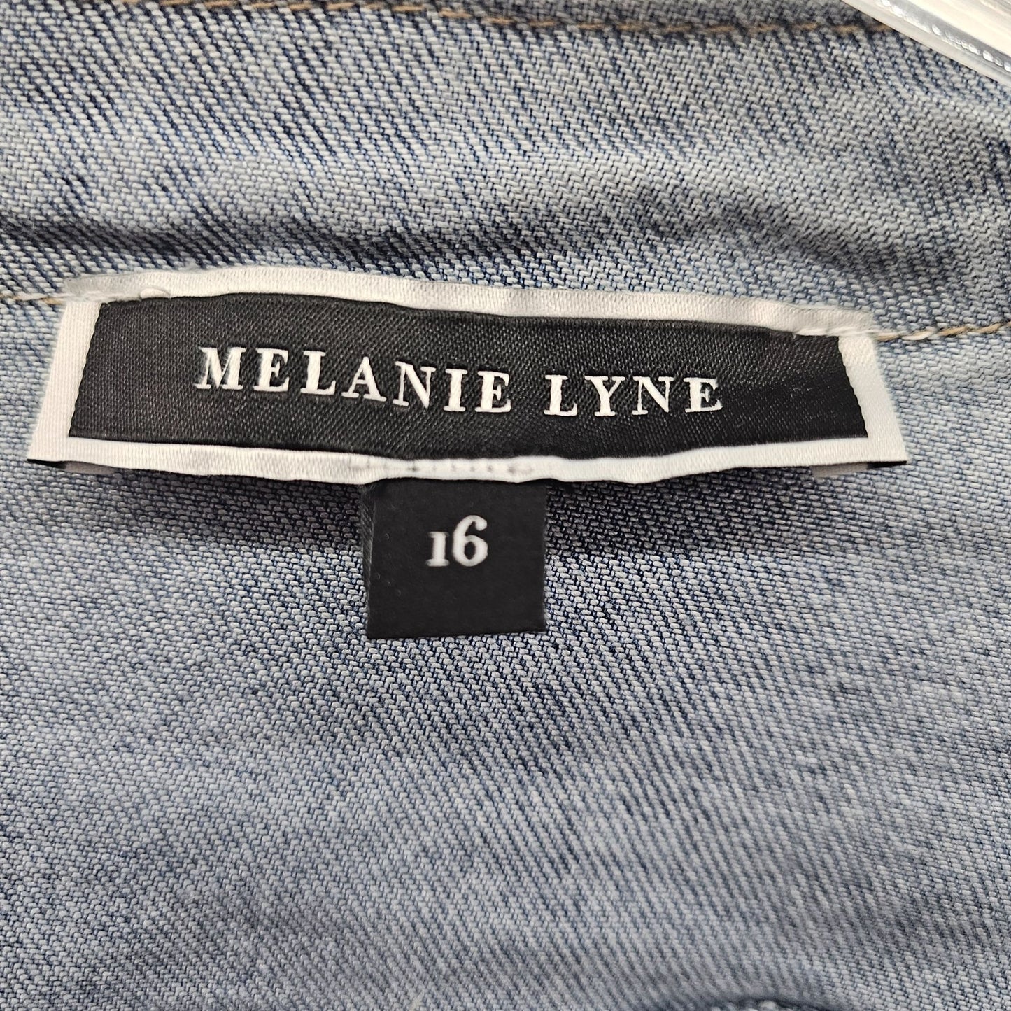 Melanie Lyne Embellished Denim Open Front Bejeweled  Jacket