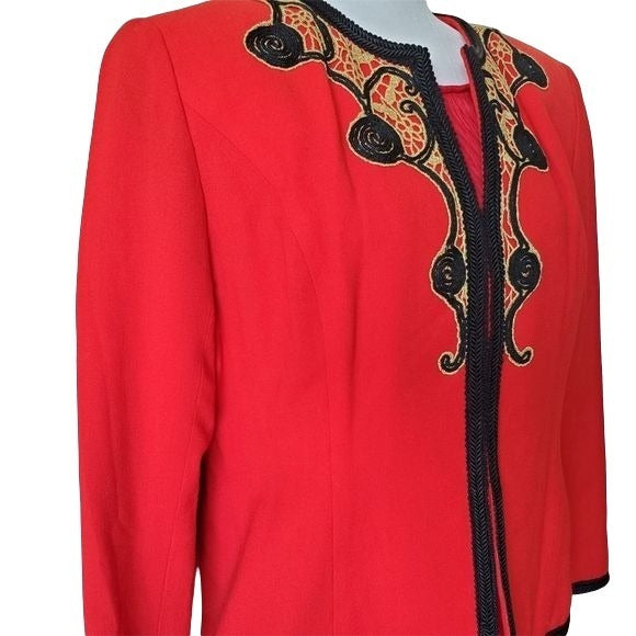 Ann Jiona Dress Blazer Jacket w/ Embroidery