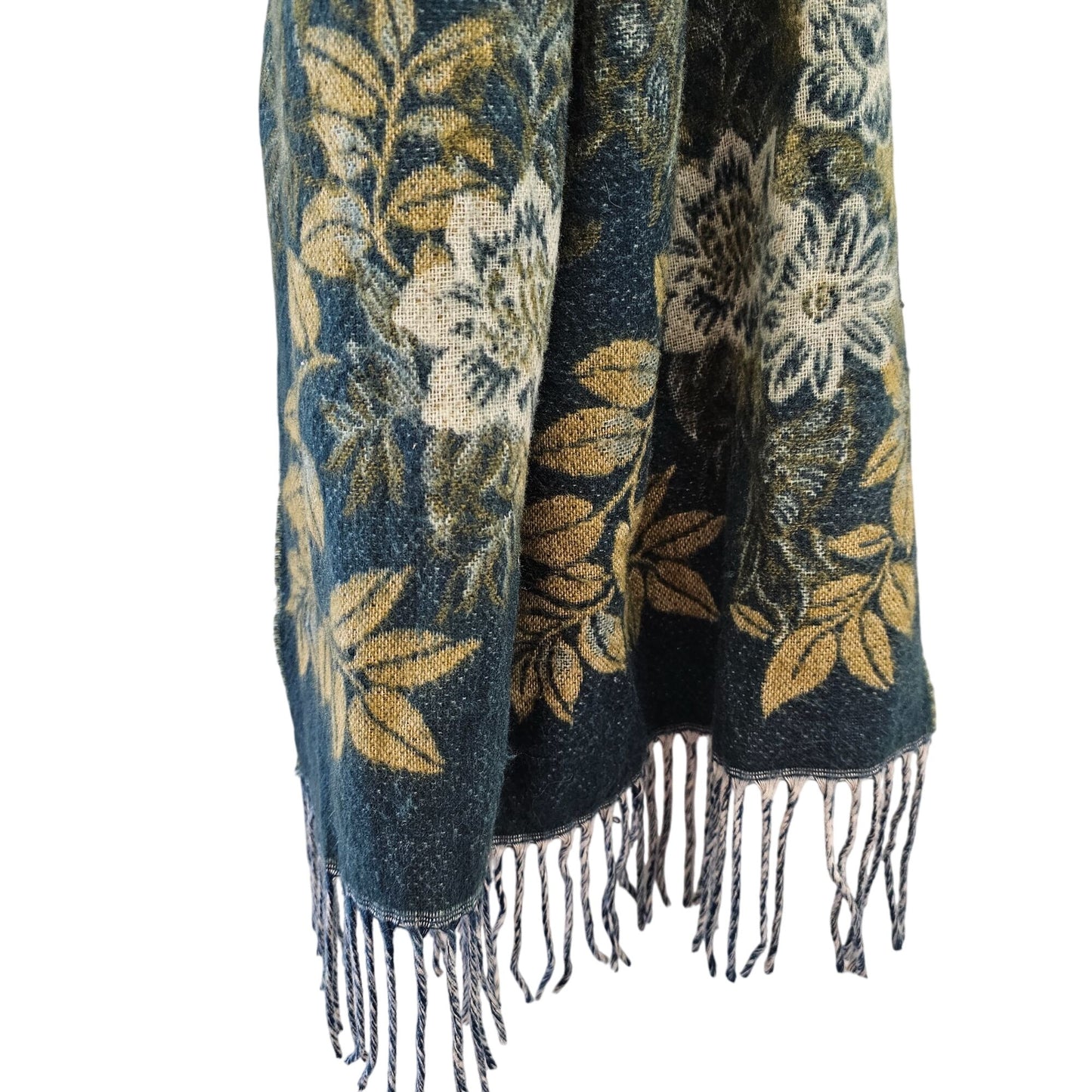 Vintage 1990s Cashmink Scarf With Floral & Leaf Pattern