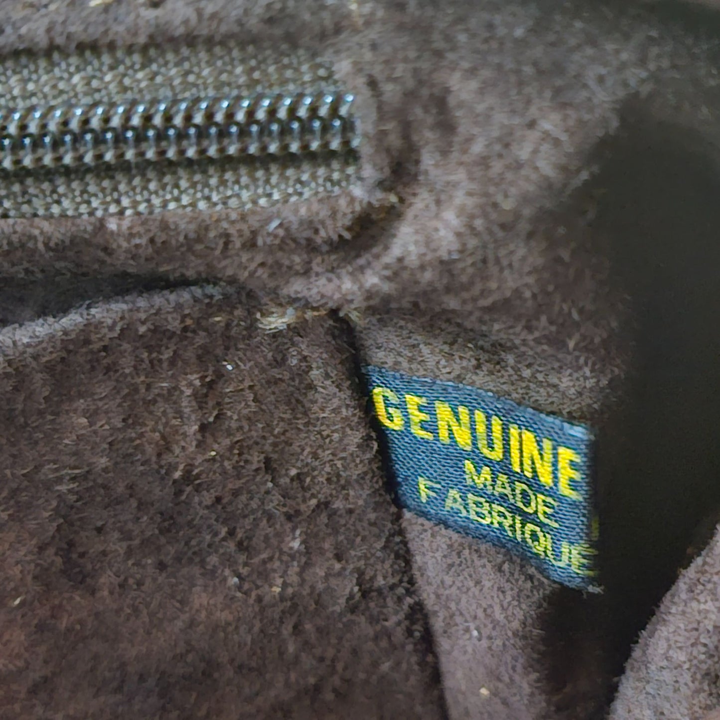 Vintage Eel Skin Genuine Leather Brown Handbag With Double Handles & Zip Closure