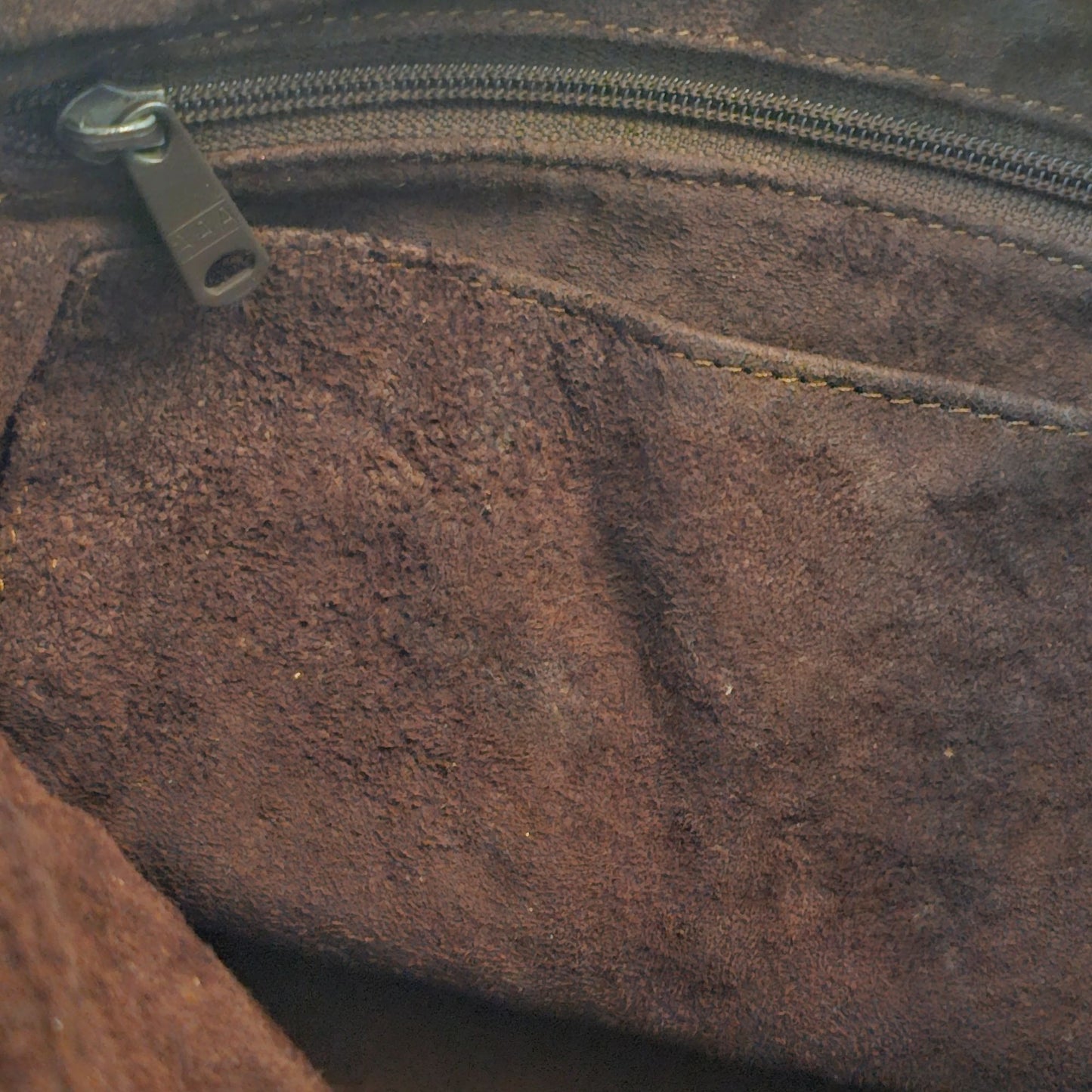 Vintage Eel Skin Genuine Leather Brown Handbag With Double Handles & Zip Closure