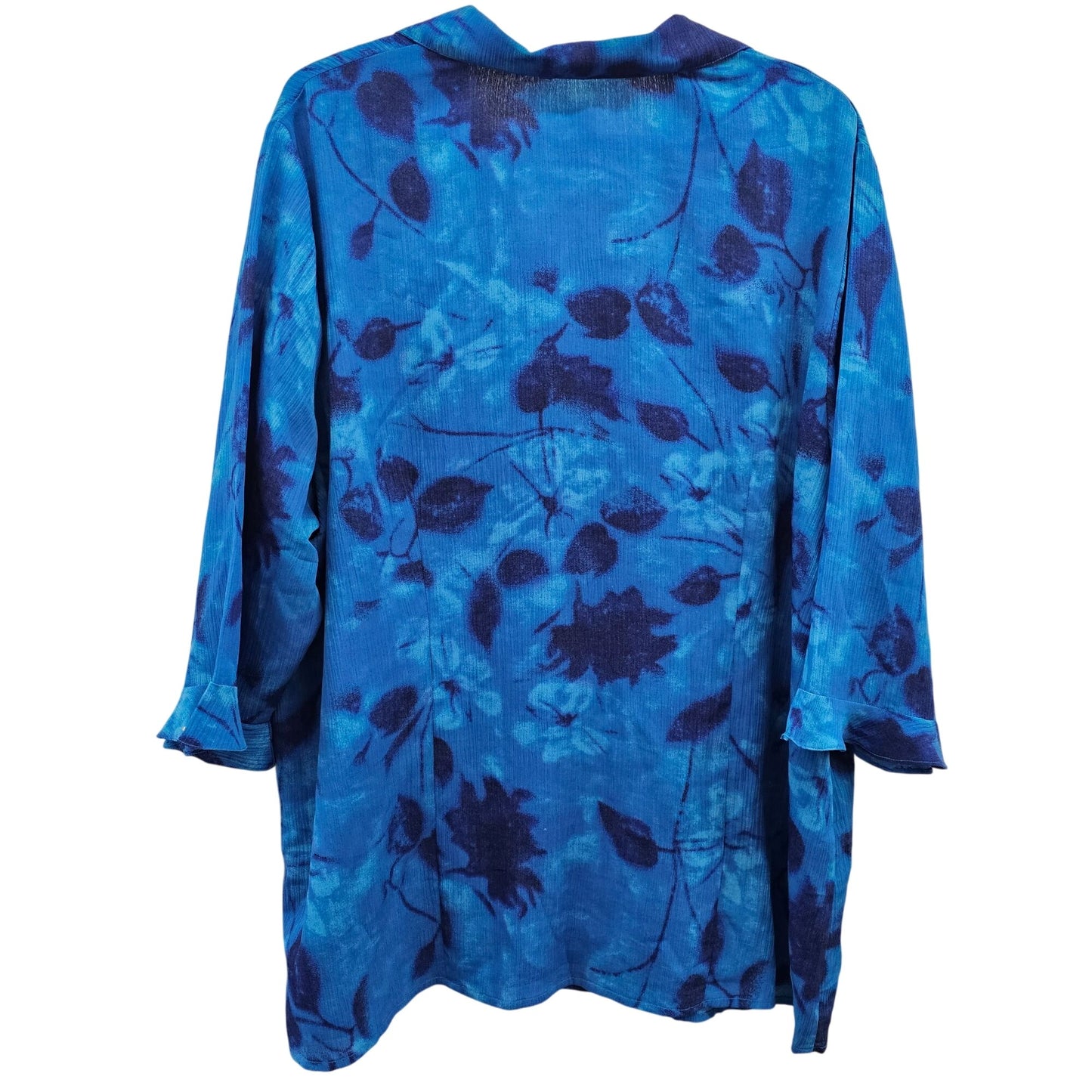 Reitman's Womens Blue Floral Flutter Sleeve Blouse Size 22