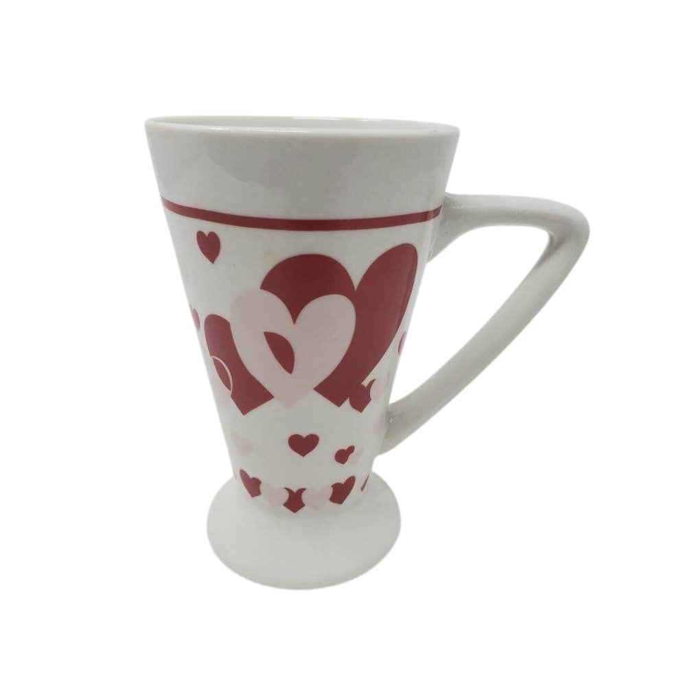 Royal Norfolk Heart Design Tapered Ceramic Mug - Red & White Dishwasher & Microwave Safe