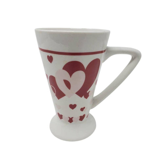 Royal Norfolk Heart Design Tapered Ceramic Mug - Red & White Dishwasher & Microwave Safe
