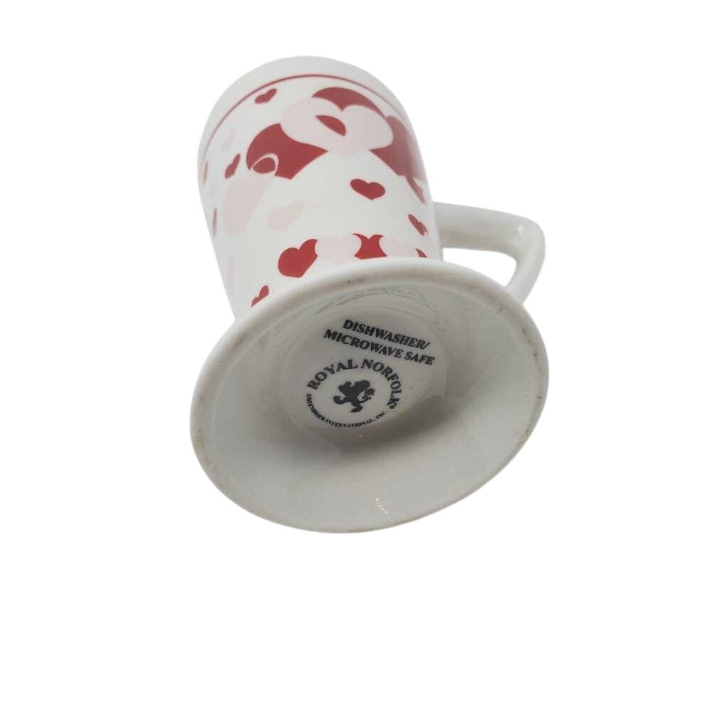 Royal Norfolk Heart Design Tapered Ceramic Mug - Red & White Dishwasher & Microwave Safe