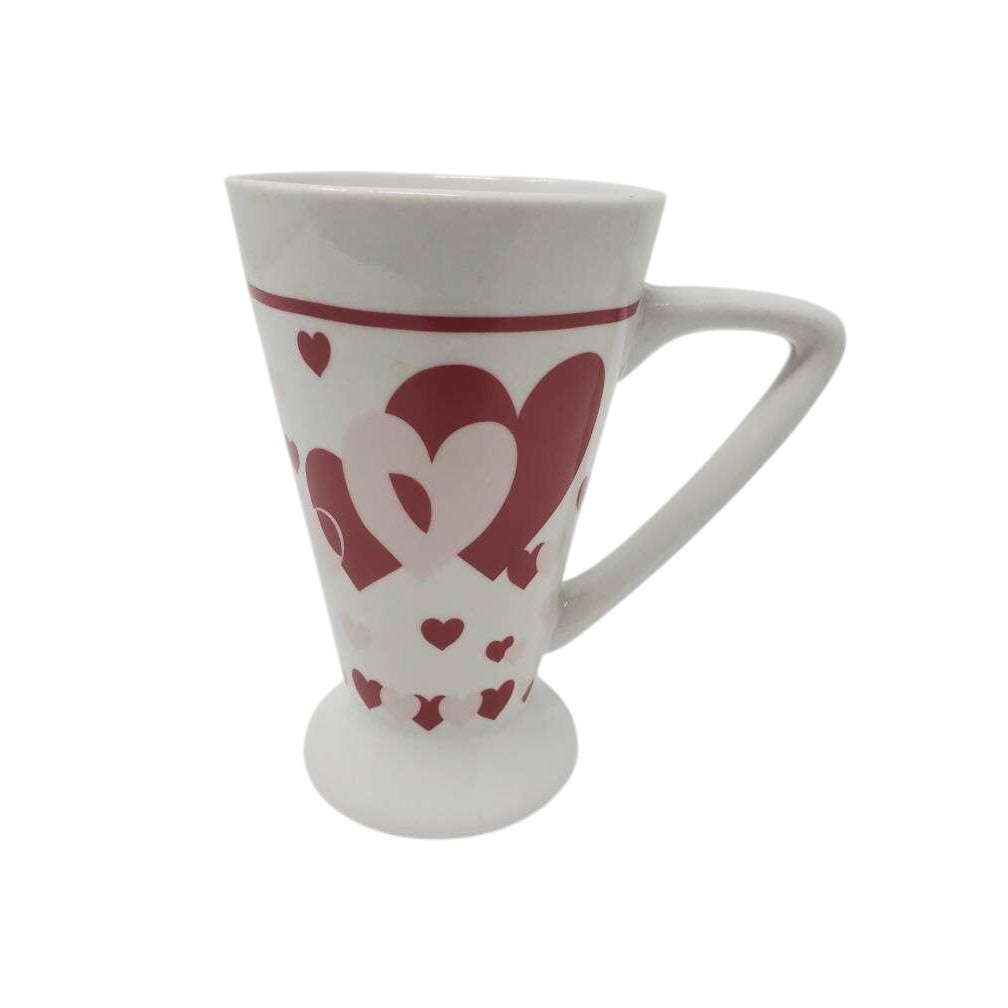 Royal Norfolk Heart Design Tapered Ceramic Mug - Red & White Dishwasher & Microwave Safe