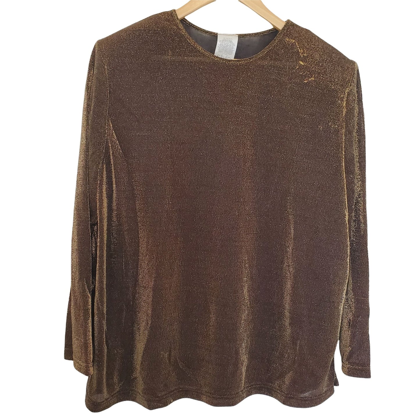 Vintage Style Studio Metallic Long Sleeve Blouse