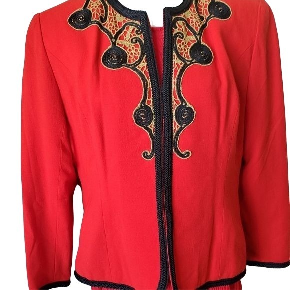 Ann Jiona Dress Blazer Jacket w/ Embroidery