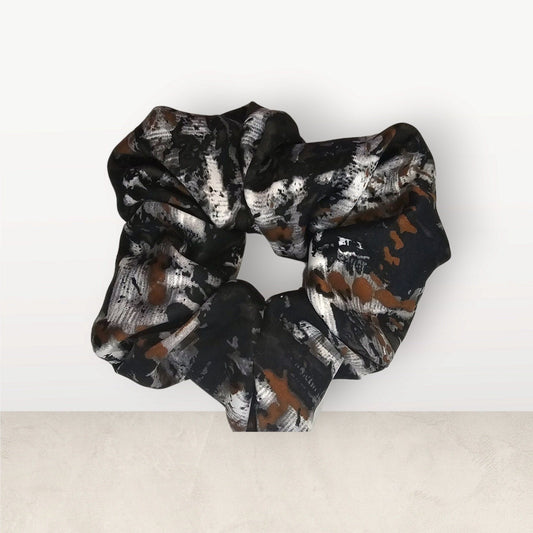 Handmade Renée Elegant Satin Print Scrunchie | Soft large acrunchie for an elegant, eye-catching look