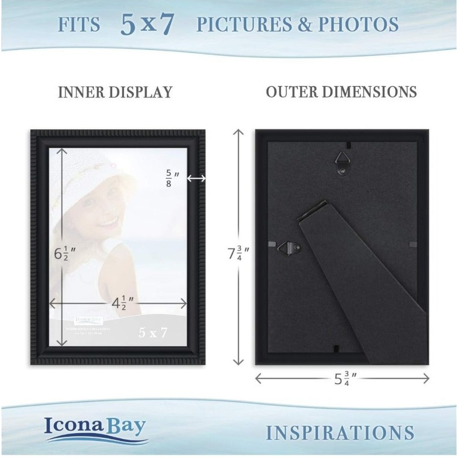 Icona Bay 5x7 Picture Frames (Black,4 Pack)