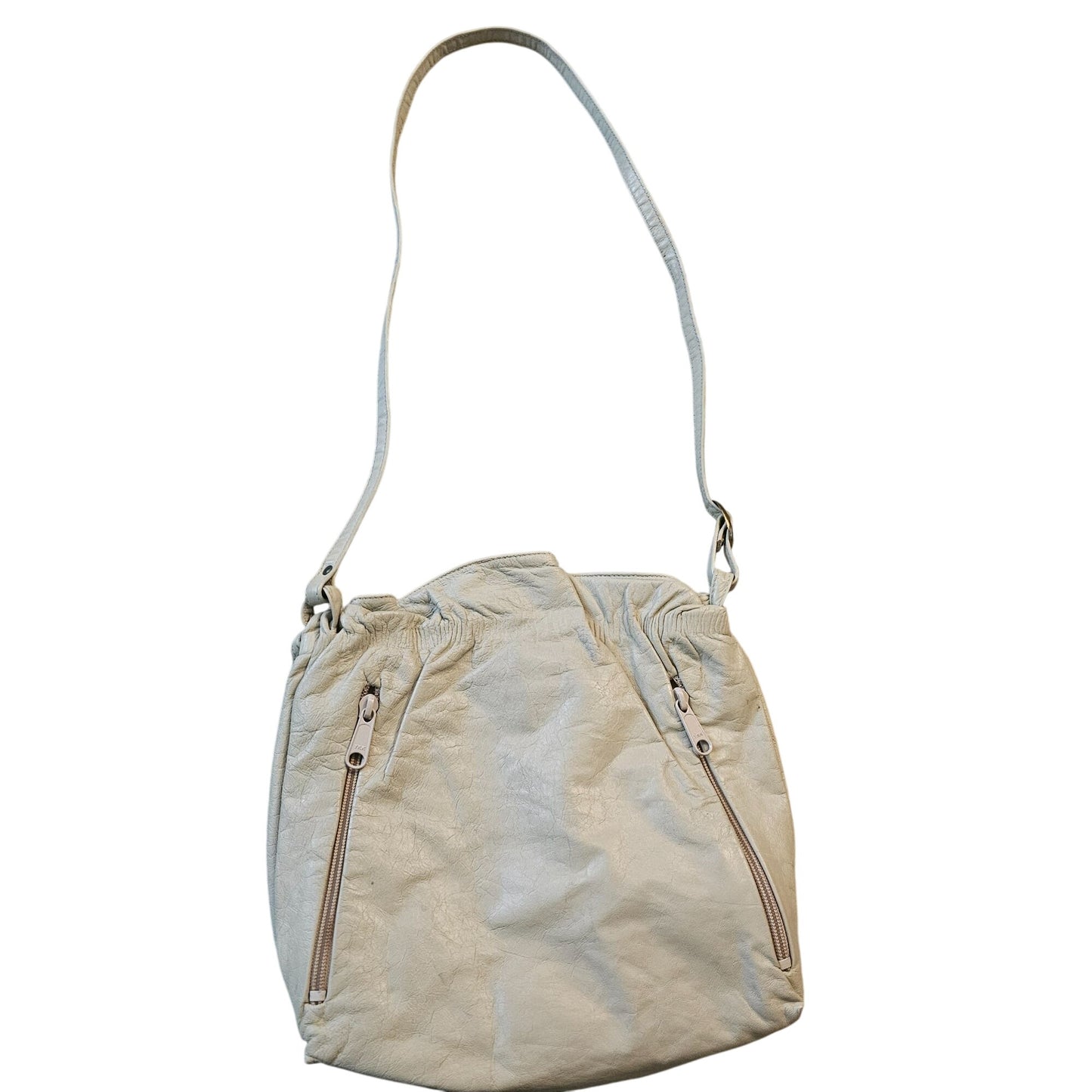 Vintage Elegance Genuine Leather Shoulder Bag With Dual Front Zipper Pockets