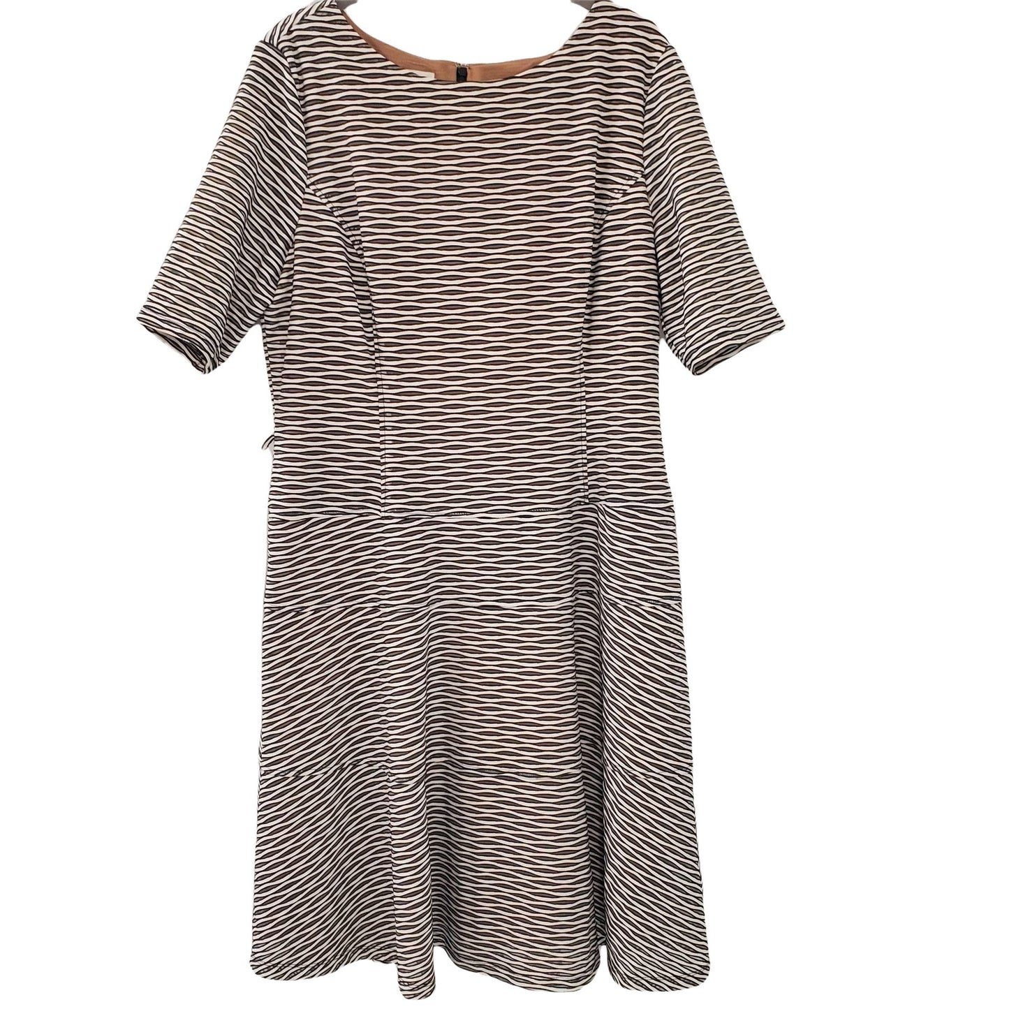 Anne Klein Short Sleeve Textured Striped Dress