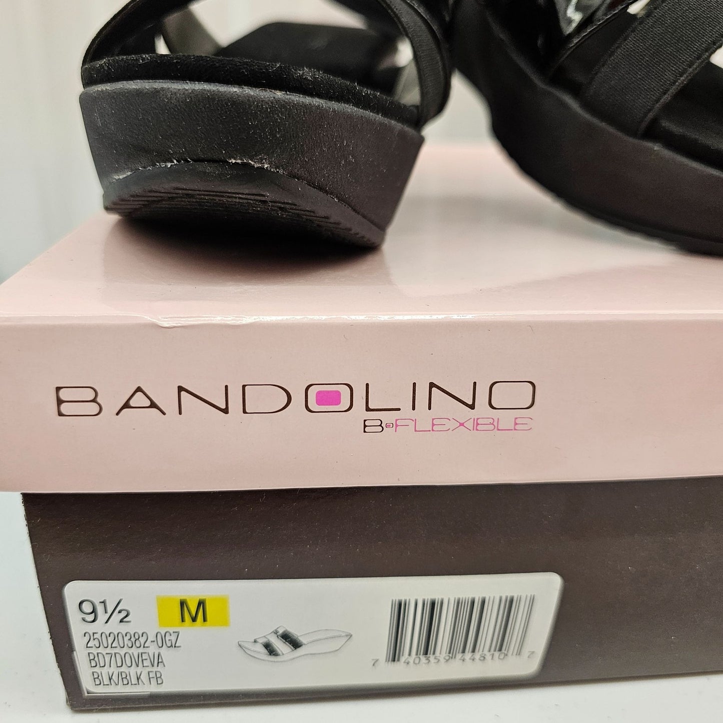 Bandolino B-Flexible Women's Black Wedge Sandals Size 9.5M Synthetic Upper & Sole