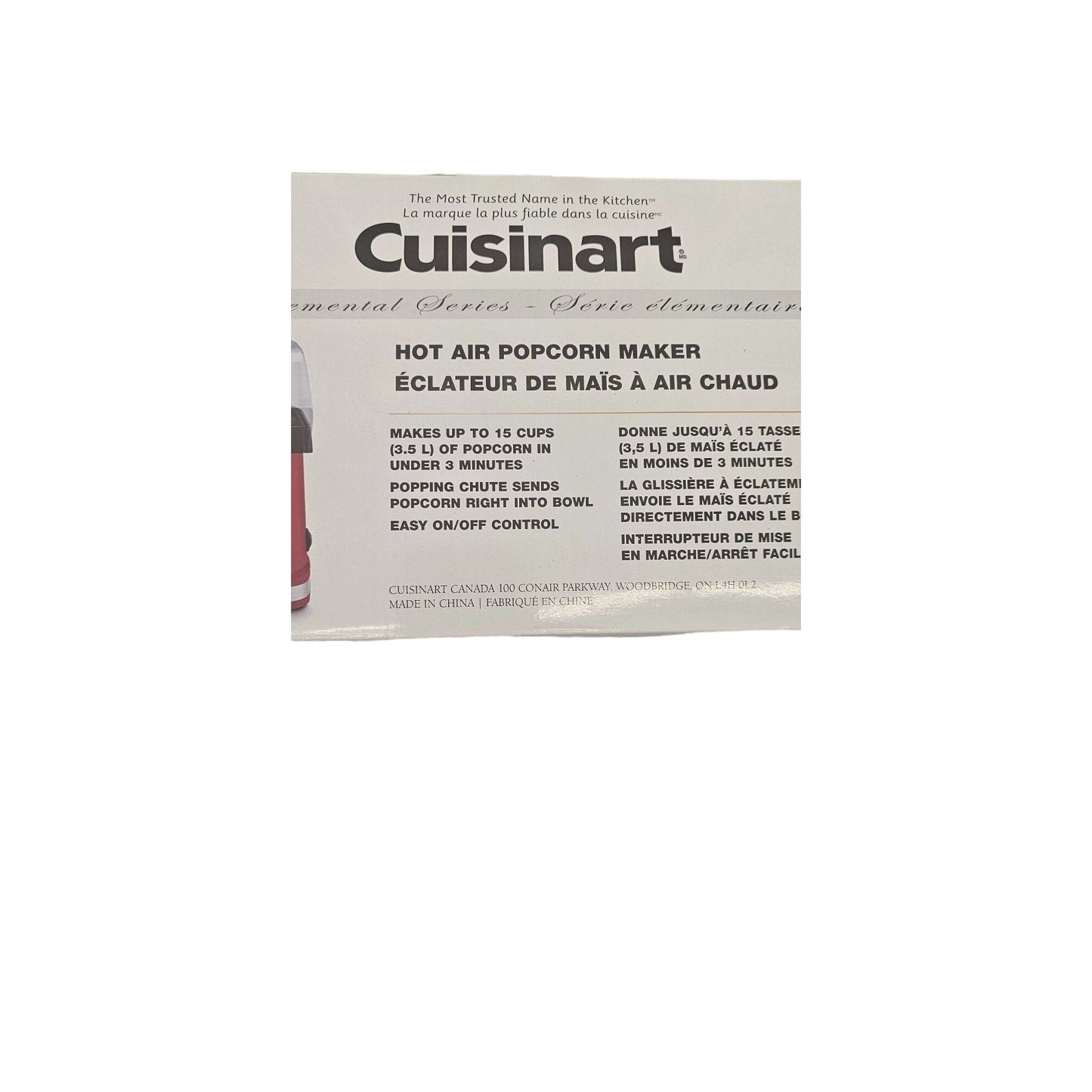 Cuisinart Hot Air Popcorn Maker CPB-300P1 3.5L Quick & Easy Oil-Free BPA-Free Red