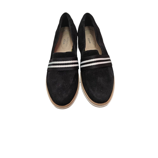 Clarks Collection Sharon Bay Women's Ultimate Comfort Slip-On Loafer Black Size 6 Suede Upper Cushioned Sole