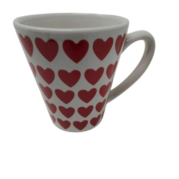 Red Heart Pattern Ceramic Coffee Mug Valentines Day Theme