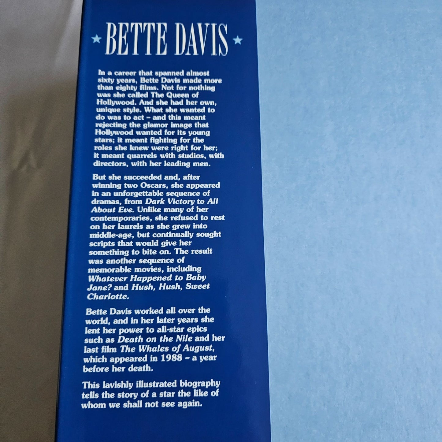 Bette Davis: A Tribute 1908-1989 Hardcover Book By Roger Baker